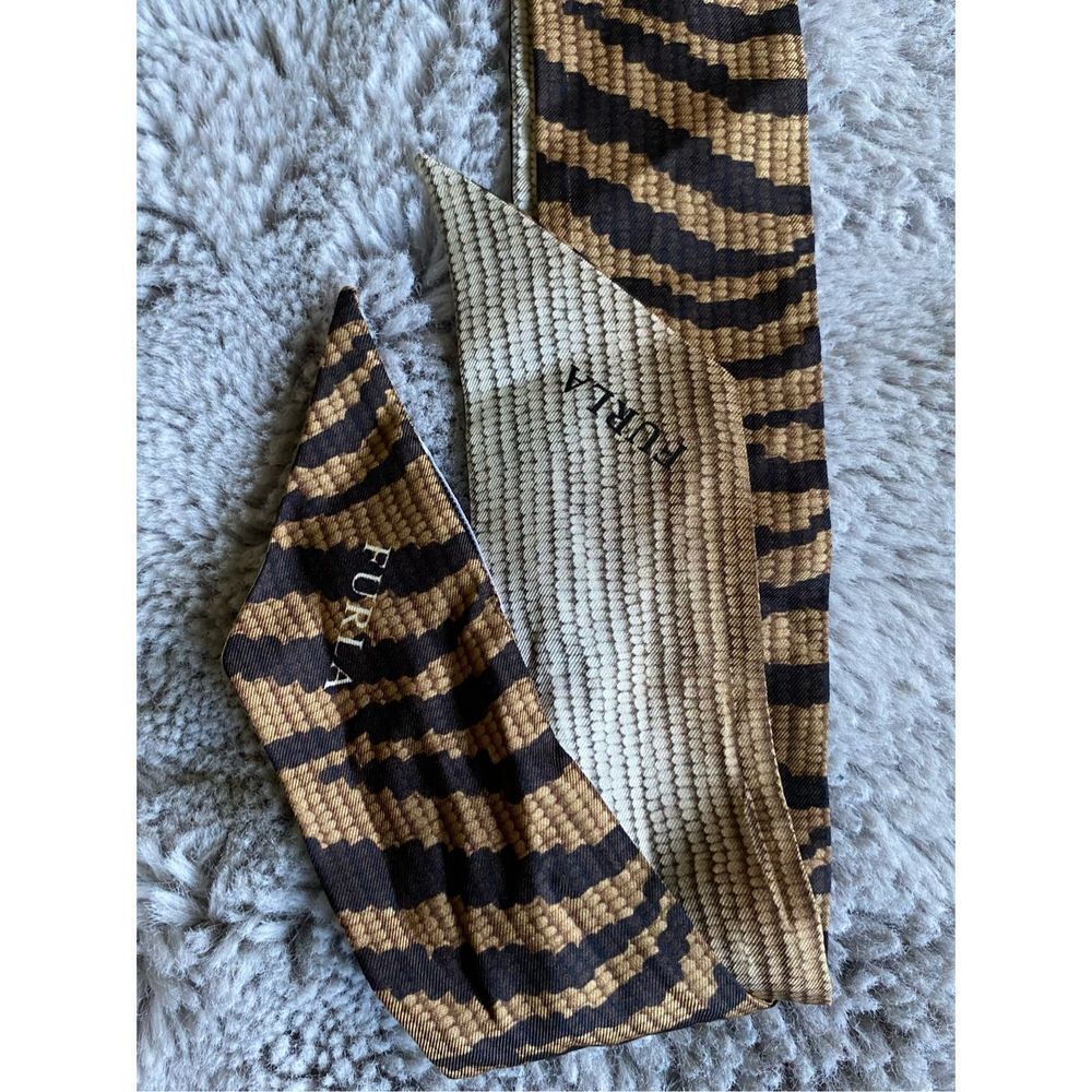 Furla Women's Black & Brown Modern Zebra Print Scarf One Size - Picture 5 of 14